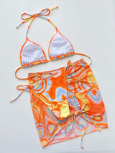 Load image into Gallery viewer, Multicolored Drawstring Ruched 3 Piece Swim Set