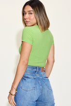 Cargar imagen en el visor de la galería, Basic Bae Ribbed Round Neck Short Sleeve T-Shirt