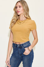 Cargar imagen en el visor de la galería, Basic Bae Ribbed Round Neck Short Sleeve T-Shirt