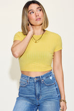 Cargar imagen en el visor de la galería, Basic Bae Ribbed Round Neck Short Sleeve T-Shirt