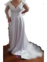 Load image into Gallery viewer, Modest V-Neck Sweep Trian Wedding Dress