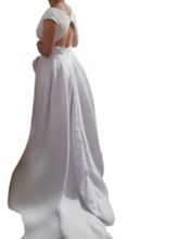 Load image into Gallery viewer, Modest V-Neck Sweep Trian Wedding Dress