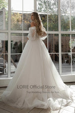 Load image into Gallery viewer, Glitter Lace 3D Flowers off Shoulder Wedding Dress