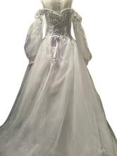 Load image into Gallery viewer, Glitter Lace 3D Flowers off Shoulder Wedding Dress