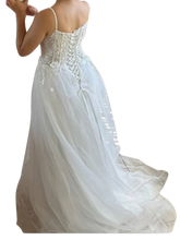 Load image into Gallery viewer, Glitter Lace 3D Flowers off Shoulder Wedding Dress