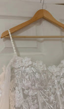 Load image into Gallery viewer, Glitter Lace 3D Flowers off Shoulder Wedding Dress