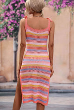 Cargar imagen en el visor de la galería, Striped Tie Shoulder Split Cover Up Dress
