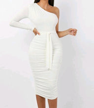 Load image into Gallery viewer, Elegant One-Shoulder Bodycon Dress