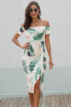 Cargar imagen en el visor de la galería, Printed Off-Shoulder Split Dress