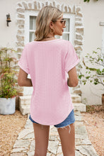 Load image into Gallery viewer, Full Size Round Neck Eyelet Short Sleeve Top