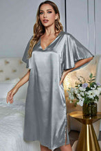 Cargar imagen en el visor de la galería, Satin Flutter Sleeve Side Slit Night Dress