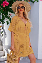 Cargar imagen en el visor de la galería, Openwork Tie Waist Cover Up