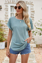 Load image into Gallery viewer, Full Size Round Neck Eyelet Short Sleeve Top