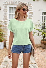 Load image into Gallery viewer, Full Size Round Neck Eyelet Short Sleeve Top