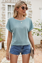 Load image into Gallery viewer, Full Size Round Neck Eyelet Short Sleeve Top