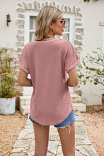 Load image into Gallery viewer, Full Size Round Neck Eyelet Short Sleeve Top