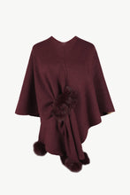 Cargar imagen en el visor de la galería, Surplice Neck Pom-Pom Trim Poncho
