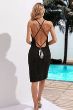 Cargar imagen en el visor de la galería, Crisscross Halter Neck Openwork Cover-Up Dress