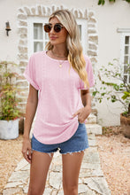 Load image into Gallery viewer, Full Size Round Neck Eyelet Short Sleeve Top