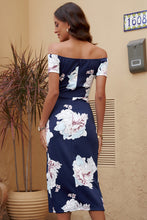 Cargar imagen en el visor de la galería, Printed Off-Shoulder Split Dress