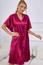 Cargar imagen en el visor de la galería, Satin Flutter Sleeve Side Slit Night Dress