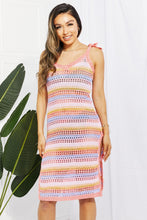 Cargar imagen en el visor de la galería, Striped Tie Shoulder Split Cover Up Dress