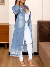 Cargar imagen en el visor de la galería, Long Sleeve Raw Hem Denim Jacket