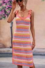 Cargar imagen en el visor de la galería, Striped Tie Shoulder Split Cover Up Dress