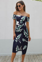 Cargar imagen en el visor de la galería, Printed Off-Shoulder Split Dress