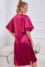 Cargar imagen en el visor de la galería, Satin Flutter Sleeve Side Slit Night Dress