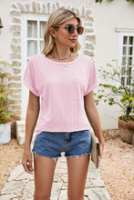 Load image into Gallery viewer, Full Size Round Neck Eyelet Short Sleeve Top
