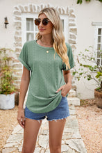Load image into Gallery viewer, Full Size Round Neck Eyelet Short Sleeve Top