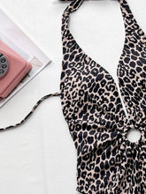 Cargar imagen en el visor de la galería, Leopard Halter Neck Ring Detail One-Piece Swimsuit