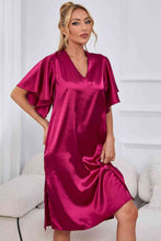 Cargar imagen en el visor de la galería, Satin Flutter Sleeve Side Slit Night Dress
