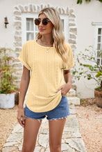 Load image into Gallery viewer, Full Size Round Neck Eyelet Short Sleeve Top