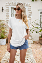 Load image into Gallery viewer, Full Size Round Neck Eyelet Short Sleeve Top