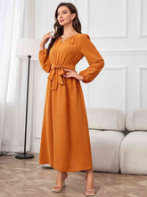 Load image into Gallery viewer, Tie Waist Puff Sleeve Maxi Dress