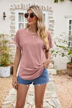 Load image into Gallery viewer, Full Size Round Neck Eyelet Short Sleeve Top