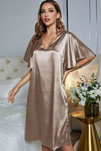 Cargar imagen en el visor de la galería, Satin Flutter Sleeve Side Slit Night Dress