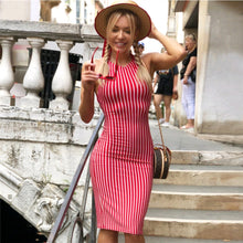 Load image into Gallery viewer, Ruby Stripe Lace-Up Dress