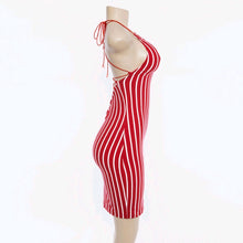 Load image into Gallery viewer, Ruby Stripe Lace-Up Dress