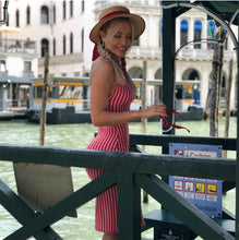 Load image into Gallery viewer, Ruby Stripe Lace-Up Dress