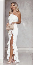 Load image into Gallery viewer, One Shoulder Side-Sit Flounced Dress