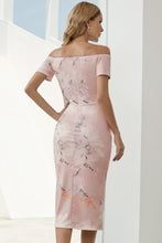 Load image into Gallery viewer, Printed Off-Shoulder Split Dress
