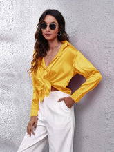 Load image into Gallery viewer, Button Up Collared Neck Long Sleeve Shirt