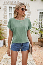 Load image into Gallery viewer, Full Size Round Neck Eyelet Short Sleeve Top