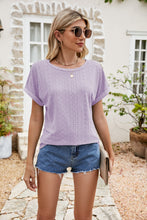 Load image into Gallery viewer, Full Size Round Neck Eyelet Short Sleeve Top