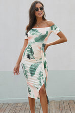 Cargar imagen en el visor de la galería, Printed Off-Shoulder Split Dress
