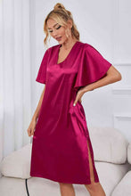 Cargar imagen en el visor de la galería, Satin Flutter Sleeve Side Slit Night Dress