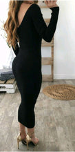 Load image into Gallery viewer, Lovely V Neck Long Sleeve Fitted Dress
